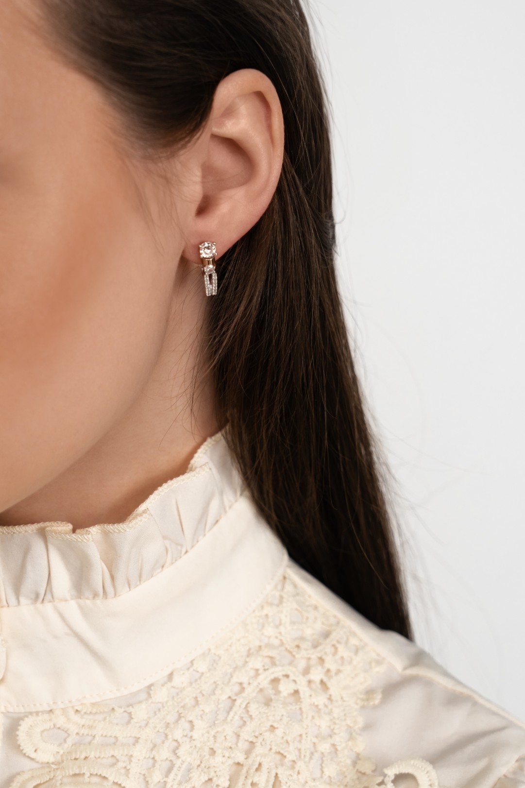 KOLCZYKI SREBRNE ZE ZŁOTEM I CYRKONIAMI 0105.10 - SIZ - LUX zdjęcie 3