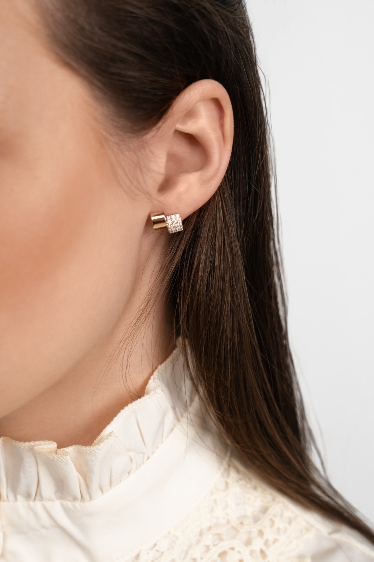 KOLCZYKI SREBRNE ZE ZŁOTEM I CYRKONIAMI 0079.10 - SIZ - LUX zdjęcie 3