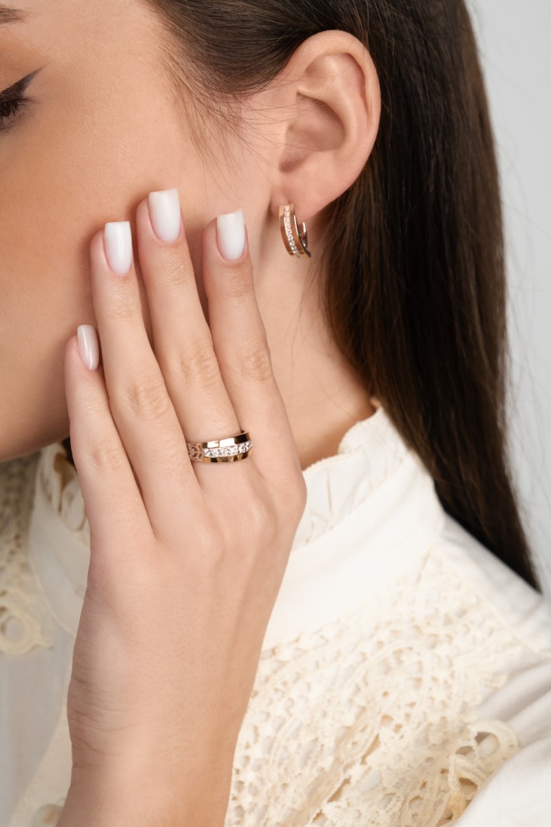 KOLCZYKI SREBRNE ZE ZŁOTEM I CYRKONIAMI 0213.10 - SIZ - LUX zdjęcie 3