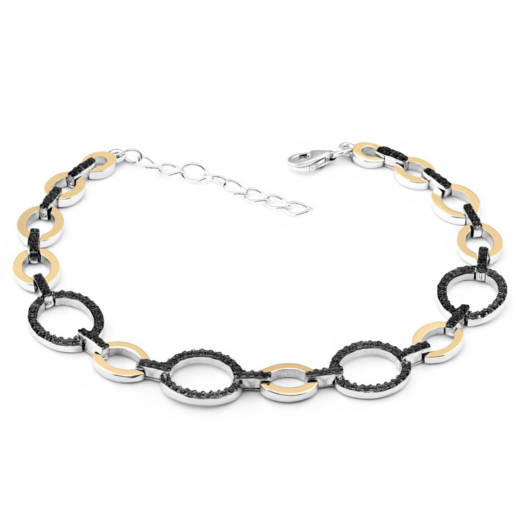 BRANSOLETKA SREBRNA ZE ZŁOTEM I CYRKONIAMI 1007-1 - SIZ - LUX zdjęcie 1