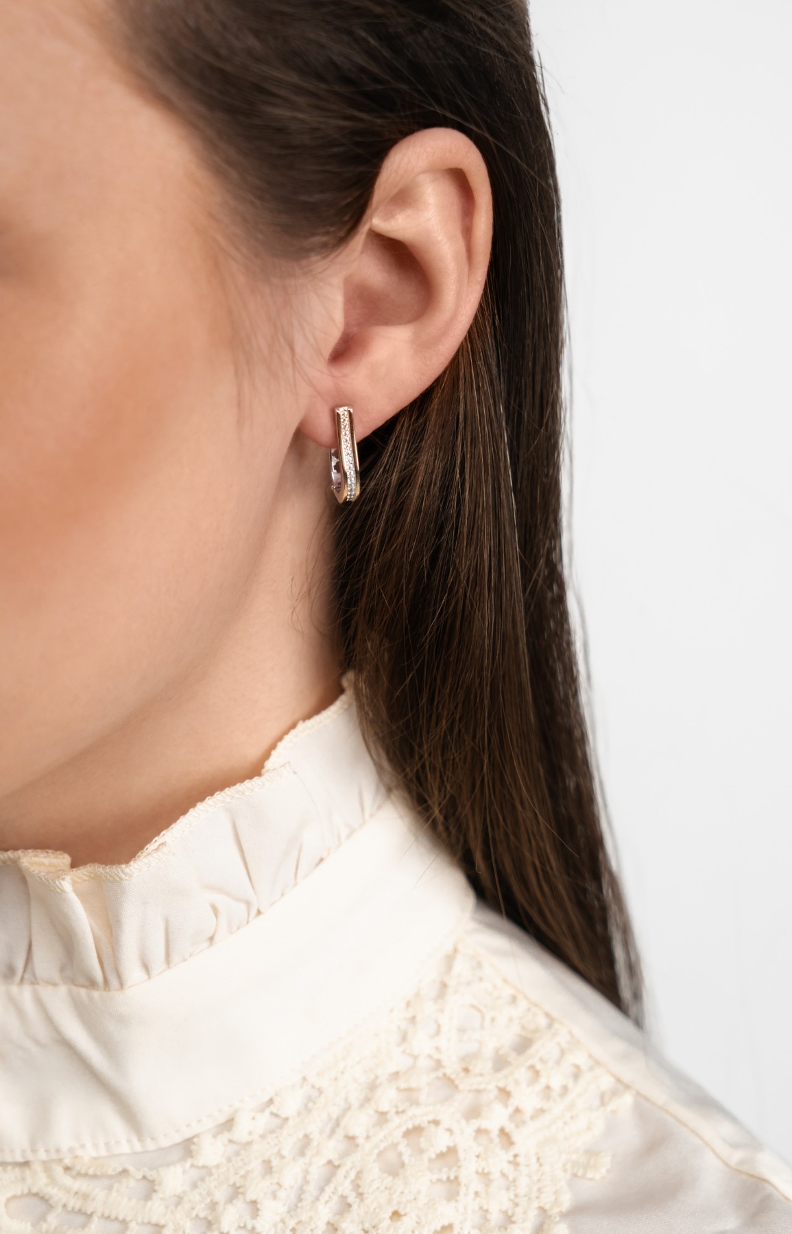 KOLCZYKI SREBRNE ZE ZŁOTEM I CYRKONIAMI 1423.50 zdjęcie 3