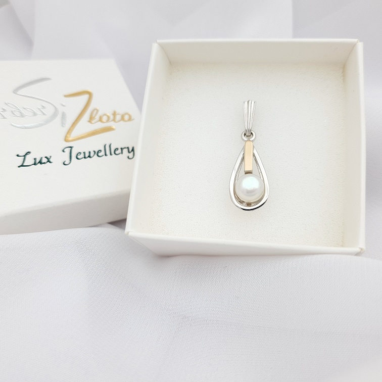 Zawieszka srebrna ze złotem i perłą 107 - SiZ Lux zdjęcie 3