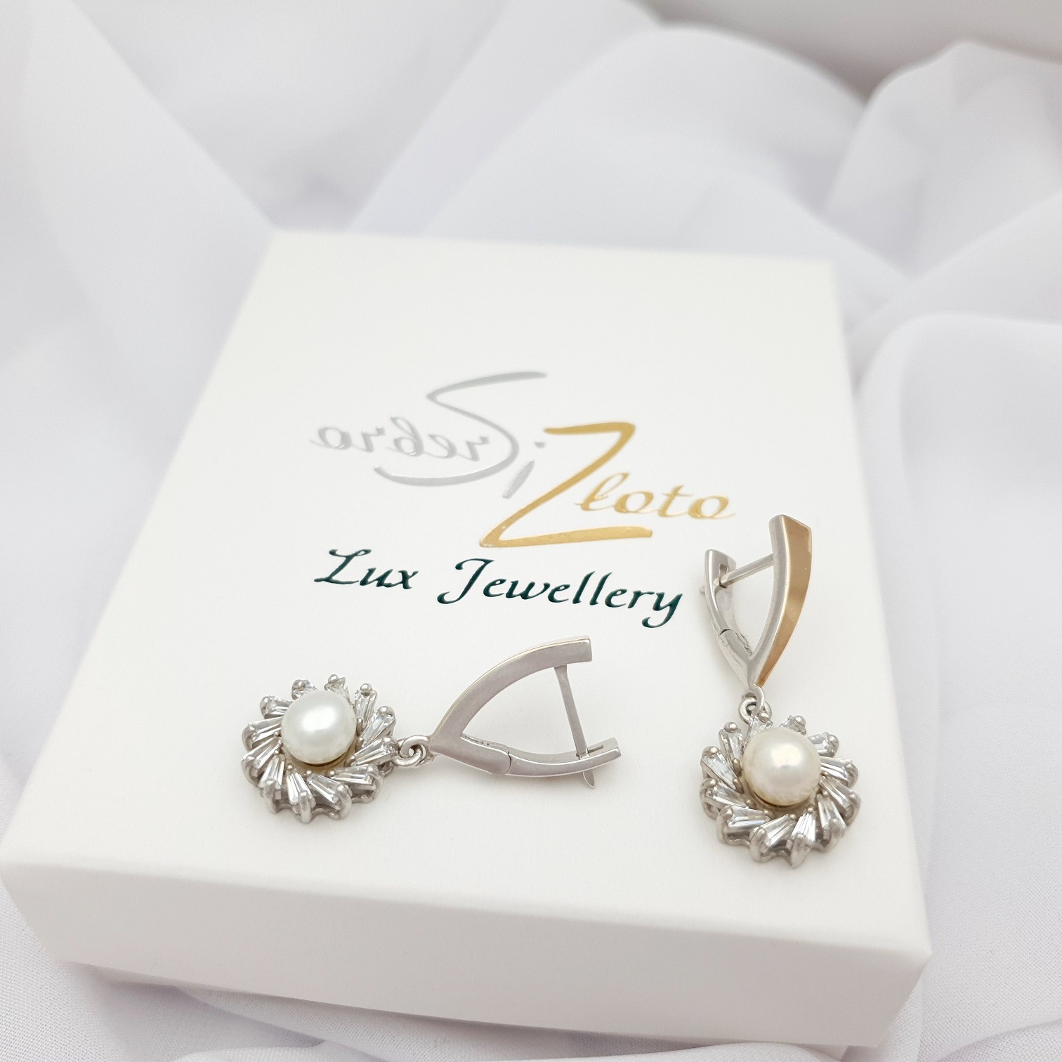 Kolczyki srebrne ze złotem i perłą 631 - SiZ Lux zdjęcie 4