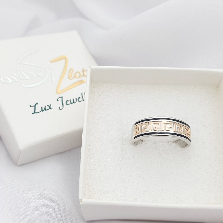 Pierścionek srebrny ze złotem i emalią  264 - SiZ Lux zdjęcie 3