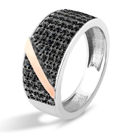 PIERŚCIONEK SREBRNY ZE ZŁOTEM I CYRKONIAMI  207-1