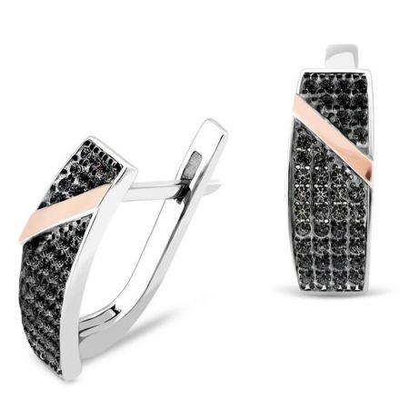 KOLCZYKI SREBRNE ZE ZŁOTEM I CYRKONIAMI 207-1