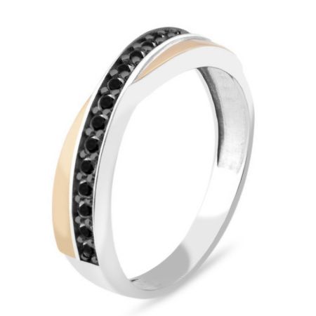 PIERŚCIONEK SREBRNY ZE ZŁOTEM I CYRKONIAMI  707-1