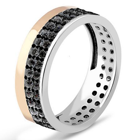 PIERŚCIONEK SREBRNY ZE ZŁOTEM I CYRKONIAMI  158-1