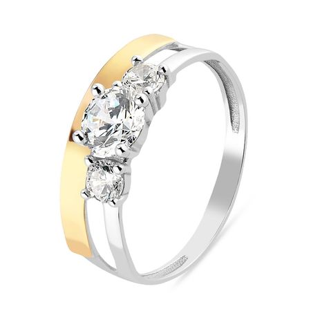 PIERŚCIONEK SREBRNY ZE ZŁOTEM I CYRKONIAMI 1531