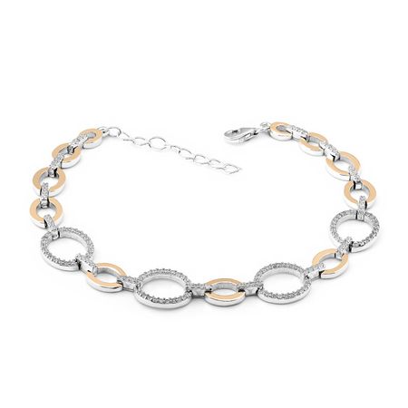 BRANSOLETKA SREBRNA ZE ZŁOTEM I CYRKONIAMI 1007