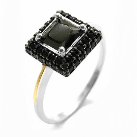 PIERŚCIONEK SREBRNY ZE ZŁOTEM I CYRKONIAMI  918-2