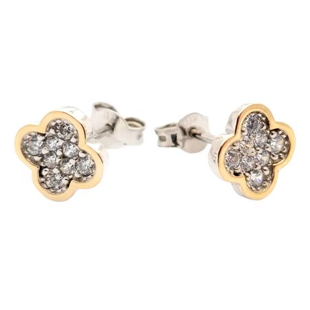 KOLCZYKI SREBRNE ZE ZŁOTEM I CYRKONIAMI 458- 958