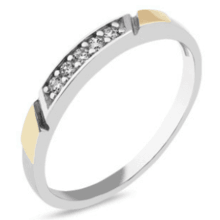 PIERŚCIONEK SREBRNY ZE ZŁOTEM I CYRKONIAMI  953