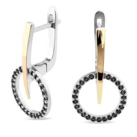 KOLCZYKI SREBRNE ZE ZŁOTEM I CYRKONIAMI 932-1