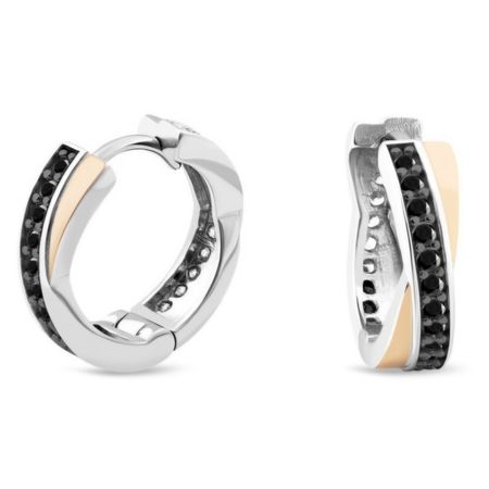 KOLCZYKI SREBRNE ZE ZŁOTEM I CYRKONIAMI 707-1