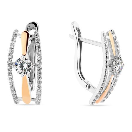 KOLCZYKI SREBRNE ZE ZŁOTEM I CYRKONIAMI 1543