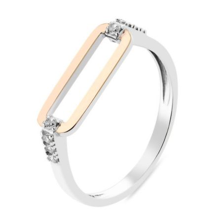 PIERŚCIONEK SREBRNY ZE ZŁOTEM I CYRKONIAMI  1009