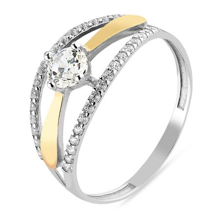 PIERŚCIONEK SREBRNY ZE ZŁOTEM I CYRKONIAMI 1543