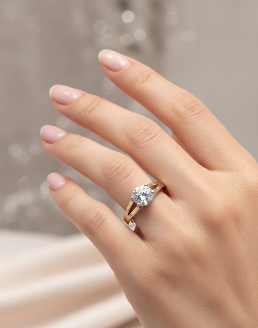 PIERŚCIONEK SREBRNY ZE ZŁOTEM I CYRKONIAMI  0746.10 zdjęcie 2