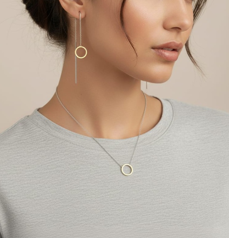 Naszyjnik srebrny ze złotem 0713.45 zdjęcie 2